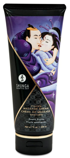 Shunga Massage Cream Exotic Fruits - Smakowy krem do masażu - wegański - 200 ml.