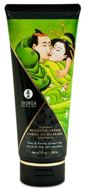 Shunga Massage Cream Exotic Green Tea - Smakowy krem do masażu - wegański - 200 ml.