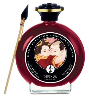 Shunga Body Painting Strawberry Sparkling Wine - Jadalna farba do ciała 100 ml.