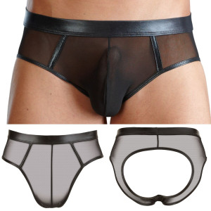 Czarne prześwitujące jockstrap odkryte  pośladki