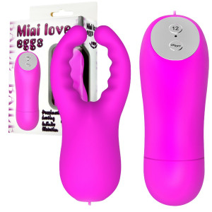PRETTY LOVE - Mini love eggs  - Wibrujące jajeczko na pilota ze szczypcami, Fioletowe