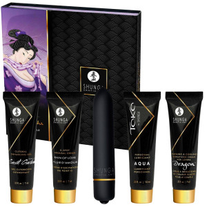 Zestaw do namiętnego kochania i doznań + wibrator - Naughty Geisha Kit - Shunga