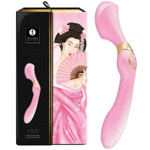 Shunga ZOA Intimate Massager Light Pink - Profesjonalny dwustronny masażer - 2w1, USB Różowy