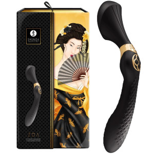 Shunga ZOA Intimate Massager Black - Profesjonalny dwustronny masażer - 2w1, USB Czarny