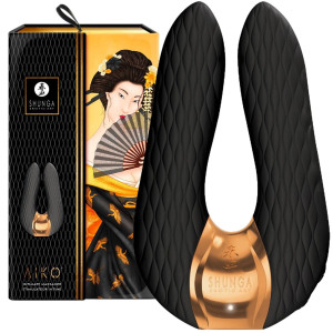 Shunga AIKO Intimate Massager Black - Profesjonalny podwójny wibrator do stymulacji waginy i łechtaczki, USB