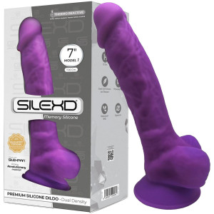 Silexd Model 1 (7") - Realistyczne miękkie dildo z przyssawką, Fioletowe