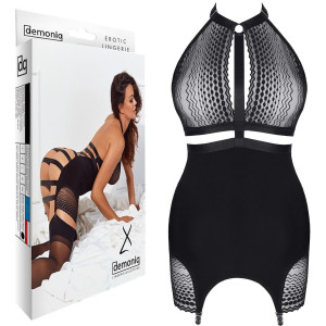 PRISCILA001 Black sukienka czarna z paskami