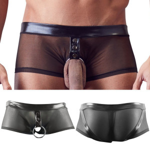 Men's Pants Cock Ring czarne bokserki prześwitujące