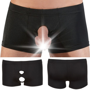 Men's Pants czarne bokserki męskie z otworem na penisa i jądra