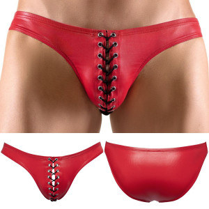 Men's Briefs czerwone slipy męskie z ozdobnym sznurowaniem