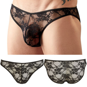 Men's Briefs Lace koronkowe slipy męskie czarne