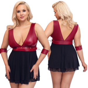 Babydoll Bondage komplet bielizny z wiązanie na ręce PLUS SIZE