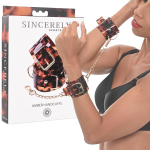 SPORTSHEETS AMBER HAND CUFFS - Kajdanki erotyczne z łańcuszkiem