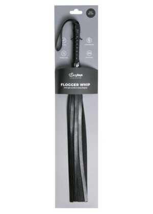 Pejcz mały do erotycznych zabaw BDSM - czarny, skórzany - Easy Toys