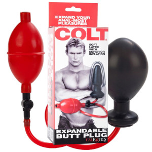 COLT Expandable Butt Plug - Pompowany korek analny z gruszką, Czarny