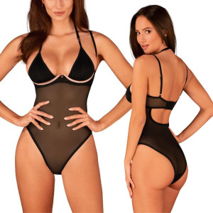 Selinne czarne body z fiszbinami w miseczkach