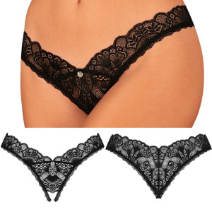 Donna Dream stringi otwarte czarne koronkowe