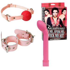 KIT BELLADONNA"S TIE ME Zestaw BDSM - knebel, kajdanki i wibrator
