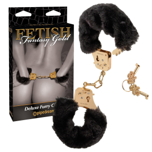 Fetish Fantasy GOLD DELUXE FURRY CUFFS Futerkowe kajdanki, Złote BDSM - gotowe