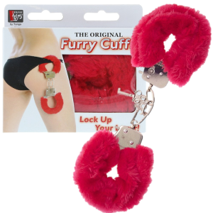 Dream Toys METAL HANDCUFF WITH PLUSH RED Pluszowe kajdanki, Czerwone BDSM - gotowe