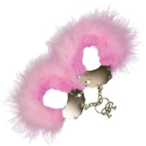 Kajdanki-Śmieszna zabawka-kadanki - Metallic Handcuffs,Feather Cov.. Pink