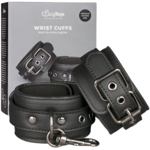 Black Leather Handcuffs Erotyczne kajdanki, Czarne BDSM