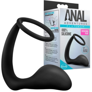 ANAL ADVENTURES COCK RING PLUG - Pierścień uciskowy na penisa z masażerem prostaty