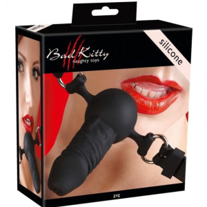 Knebel w kształcie penisa - do zabaw BDSM - Czarny - Bad Kitty