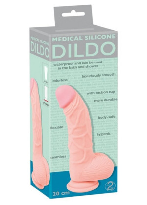 You2Toys Medical Silicone 20 cm Realistyczne profilowane dildo z żyłami, Cieliste