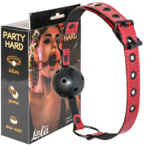 Czerwony knebel - uniwersalny - Party Hard Love Bite - klasyczny - Lola Toys