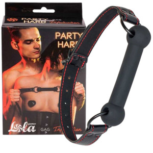 Knebel w kształcie kości na usta - regulowany pasek - Czarny - Lola Toys