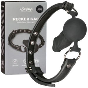 Knebel w kształcie penisa - do zabaw BDSM - Czarny - Easy Toys