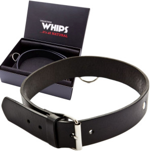 Obroża męska do zabaw BDSM - wąska - Czarna - WHIPS