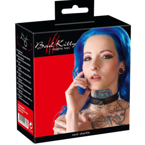 Obroża z estetycznym ringiem, Czarna, do zabaw BDSM - Bad Kitty