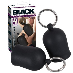 Czarne przyssawki sutkowe z metalowym pierścieniem - Nipple Suckers  - You2Toys
