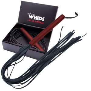 Duży czerwony pejcz do zabaw BDSM - skórzany - WHIPS