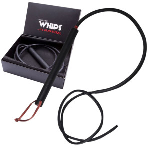 Bat skórzany do zabaw BDSM - skórzany, 135 cm - Czarny - WHIPS