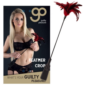 FEATHER CROP BLACK/RED Długie piórko, Czerwono-czarne BDSM