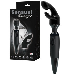 Sensual massager - Masażer Wand z dodatkową nakładką, Czarny