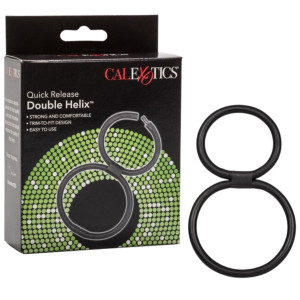 Pierścień erekcyjny na penisa i jądra, Czarny - DOUBLE HELIX  - Calexotics