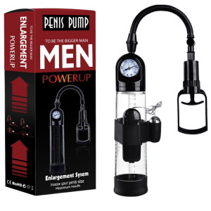 Boss Series Powerpump MASTER Vibrating - Black&Clear Pompka do penisa z wibracjami
