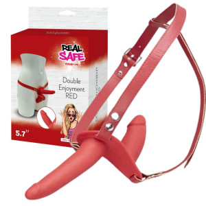 Double Enjoyment RED - Dwustronny Strap-on, Czerwony