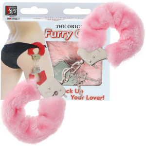 METAL HANDCUFF WITH PLUSH PINK Kajdanki z futerkiem na ręce, Różowe BDSM