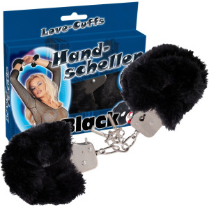 Love Cuffs black Kajdanki na ręce z futerkiem, Czarne BDSM