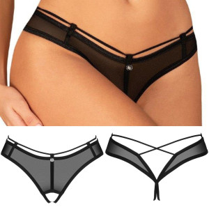 Roxelia czarne stringi z otwartym krokiem