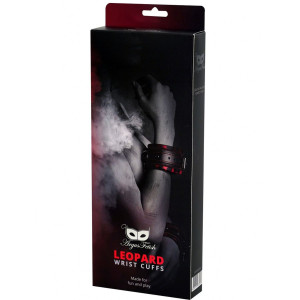 Leopard Wrist Cuffs Kajdanki na ręce, Czerwony BDSM