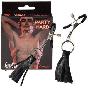 Klamry na sutki z ozdobnymi frędzlami - biżuteria BDSM - Party Hard Sweet Escape - Lola Toys
