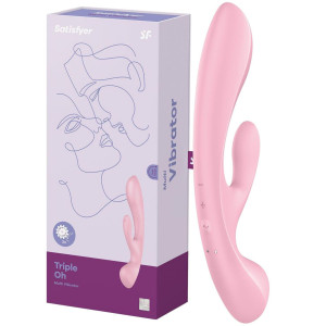 Wibrator Triple Oh typu króliczek stymulujący punkt G, USB Różowy - Satisfyer
