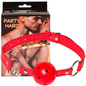 Knebel w kształcie kuli z otworami - Party Hard Firecracker - Czerwony - Lola Toys