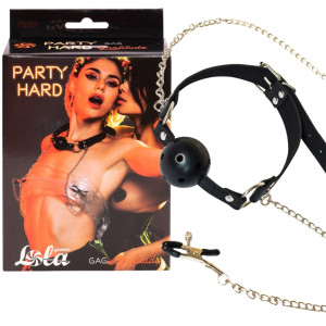 Party Hard - Gratitude - Knebel kula z klipsami na sutki, BDSM - Lola Toys